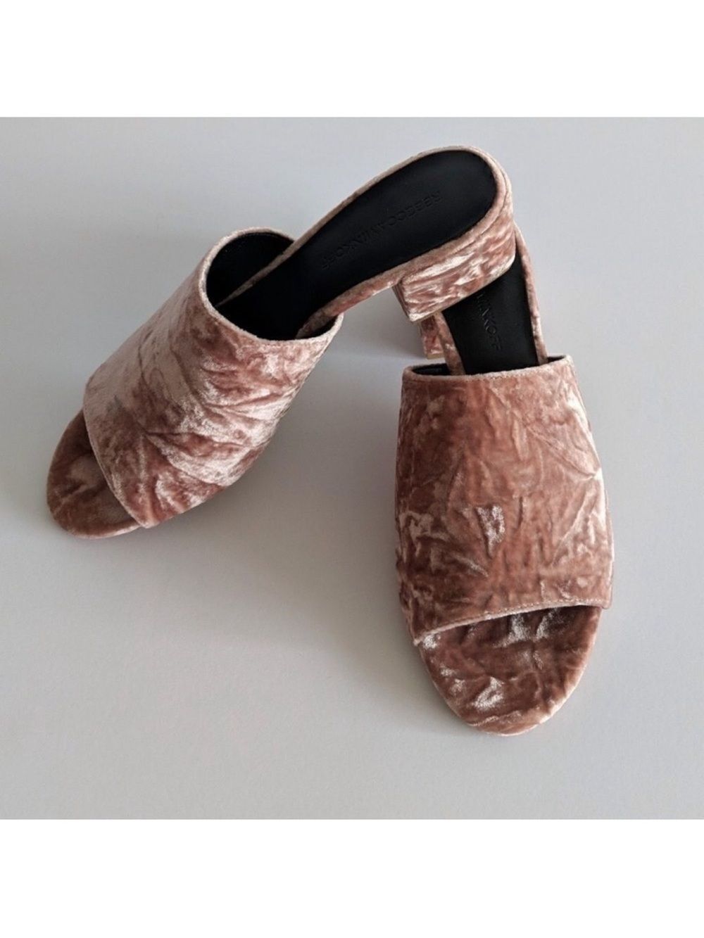 Rebecca Minkoff 8 Crushed Velvet “Ivonne” Block Sandals Pink Berry Smoothie